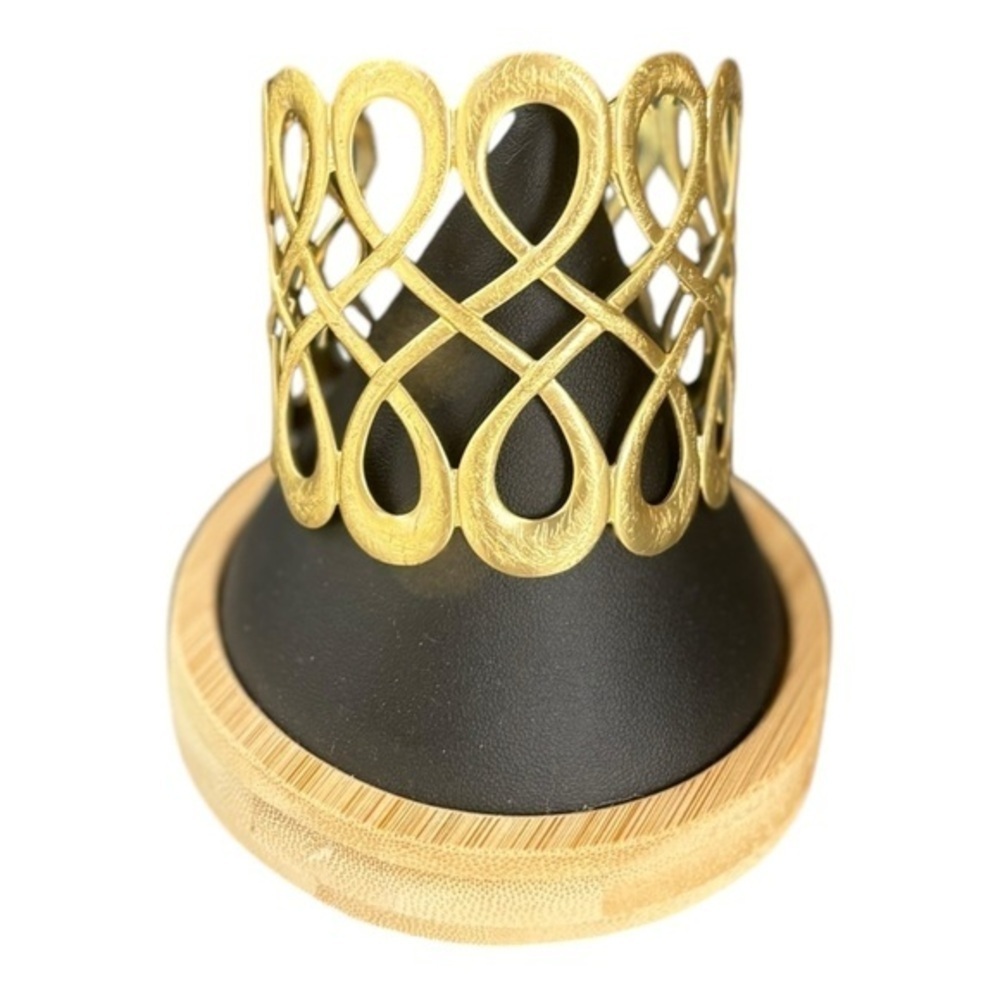 Wide Brushed Gold Open Scroll Cuff Bracelet